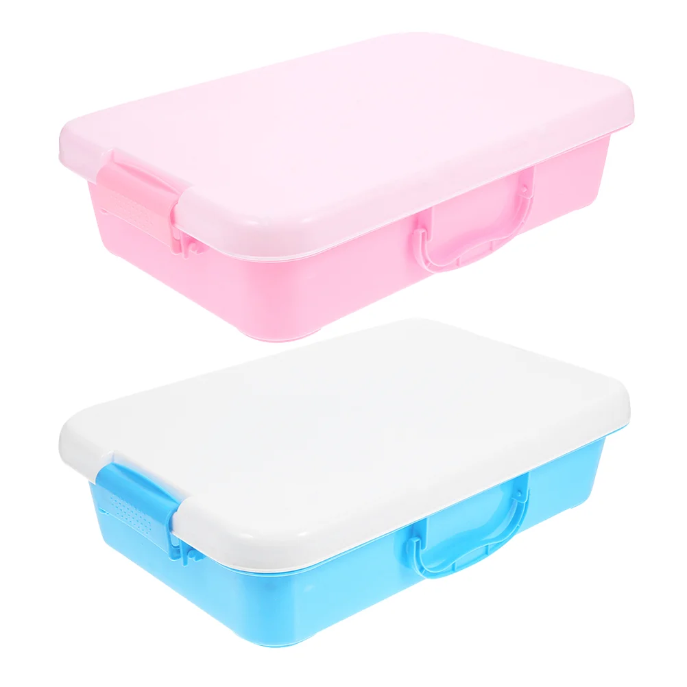 2 Pcs Beach Toys Sand Table Storage Box Tray with Lid Suitcase Montessori Sandbox Cover Child