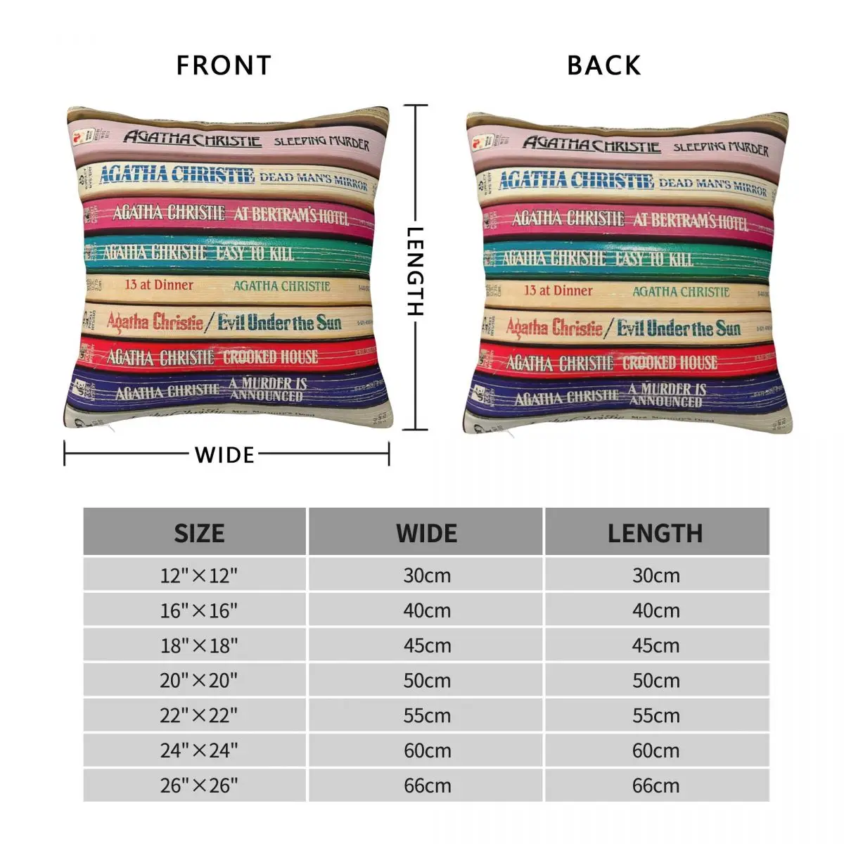 Agatha Christie Books Square Pillowcase Polyester Linen Velvet Printed Zip Decorative Sofa Seater Cushion Cover 45x45