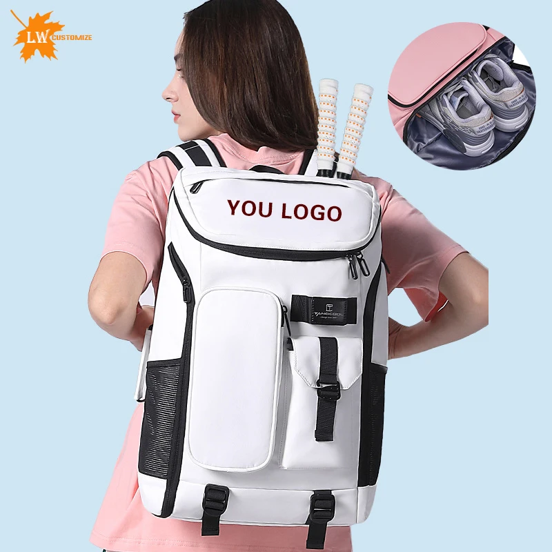 Personalized badminton racket sports bag tennis backpack printed logo name competition sports racket bag with shoe box