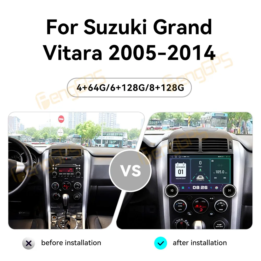 Car Accessories Radio For Suzuki Grand Vitara 2005-2014 Android Auto GPS Navigation Multimedia Stereo Receiver Head Unit Offline