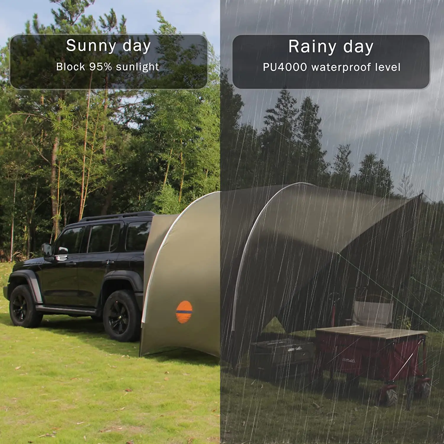 Imagem -02 - Impermeável Car Toldo Sun Shelter Auto Suv Canopy Camper Trailer Sun Shade para Acampamento ao ar Livre Praia Eggshell Shape