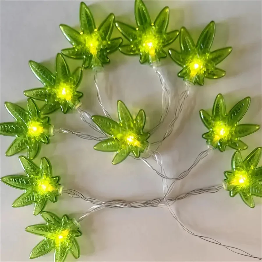 

1PC 1.5Ｍ/3M LED Green Leaf Grass String Light - Battery Powered, Suitable for Bedroom, Home, Outdoor Decoration