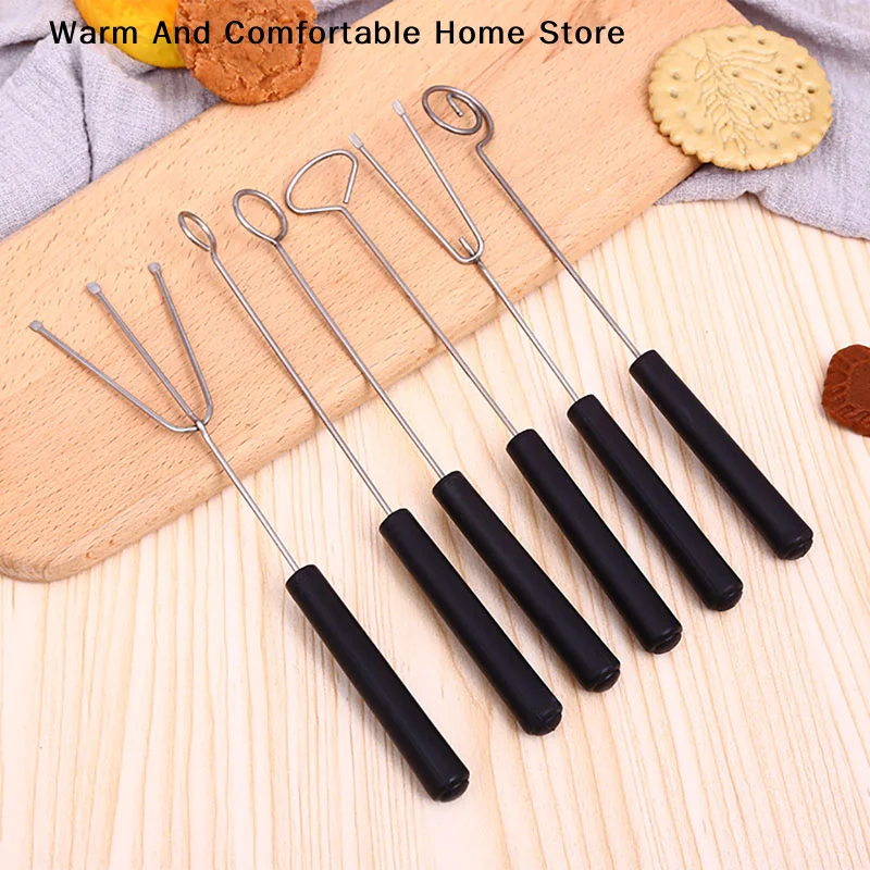 【SE】1Pcs Chocolate Dipping Tools Fork Spoons Set Cake Decorating Tools Decorative Plates Stainless Steel Tool DIY Candy Caker