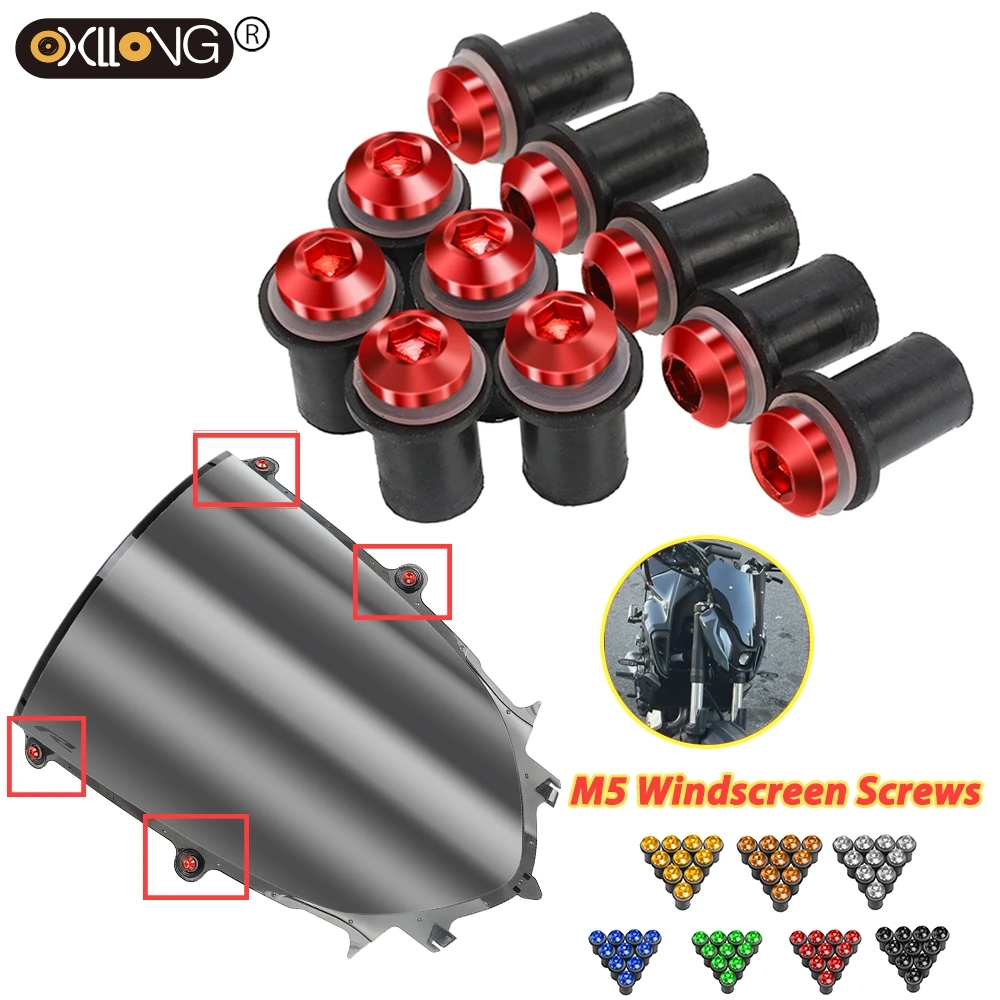 

For SUZUKI V-Strom 1050XT Vstrom DL 1050XT 1050 XT DL1050 10PCS M5 Motorcycle Windshield Rivet Nuts Screws Wind Screen Bolts