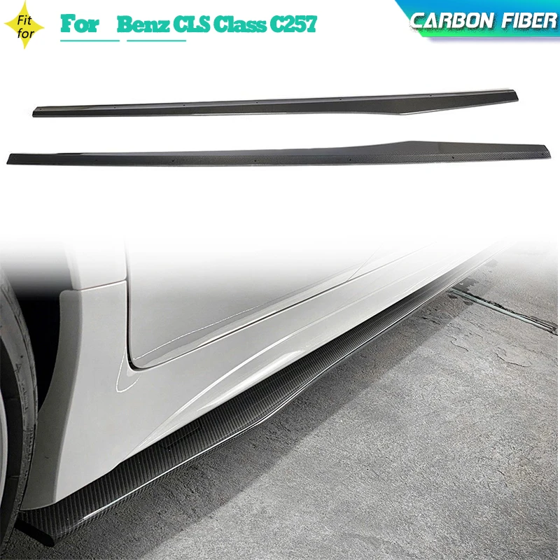 Carbon Fiber Car Side Skirts Extensions for Mercedes Benz CLS Class C257 AMG Sport 2018 2019 Side Door Bumper Apron Lip Skirt