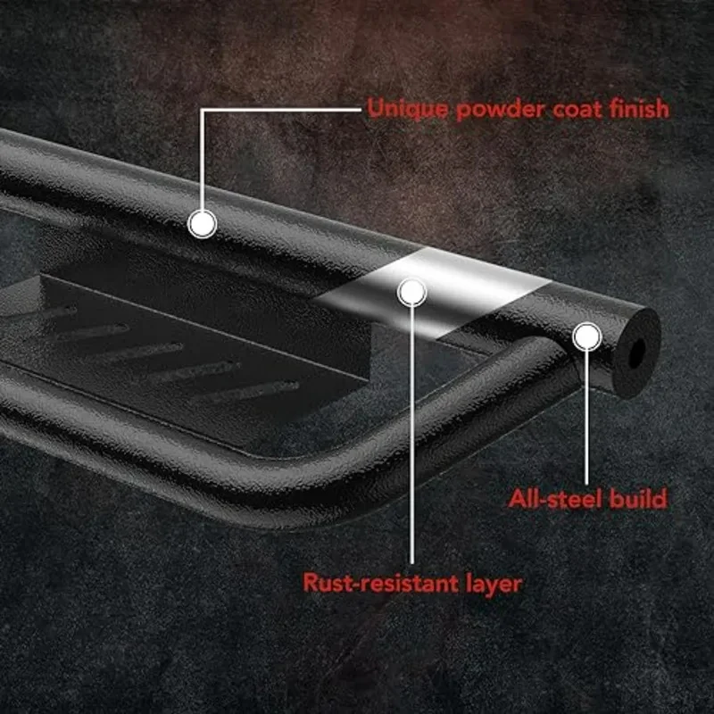 compatible with 2007-2018 Wrangler JK JKU Unlimited 2 Doors Black Powder Coated Steel Ne Bar Two Stairs 6 in S