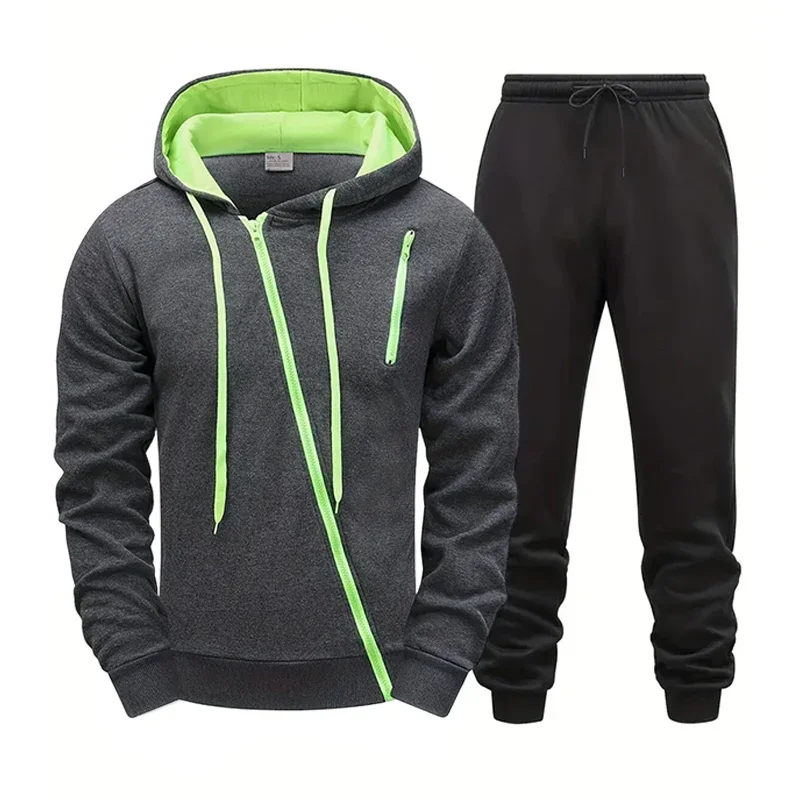 2026 Men's Jacket Tracksuit Casual Zip Sweatshirts Coat Outdoors Sports Jogging Hoodie Clothing Autumn Winter Single Tops Pants view 4