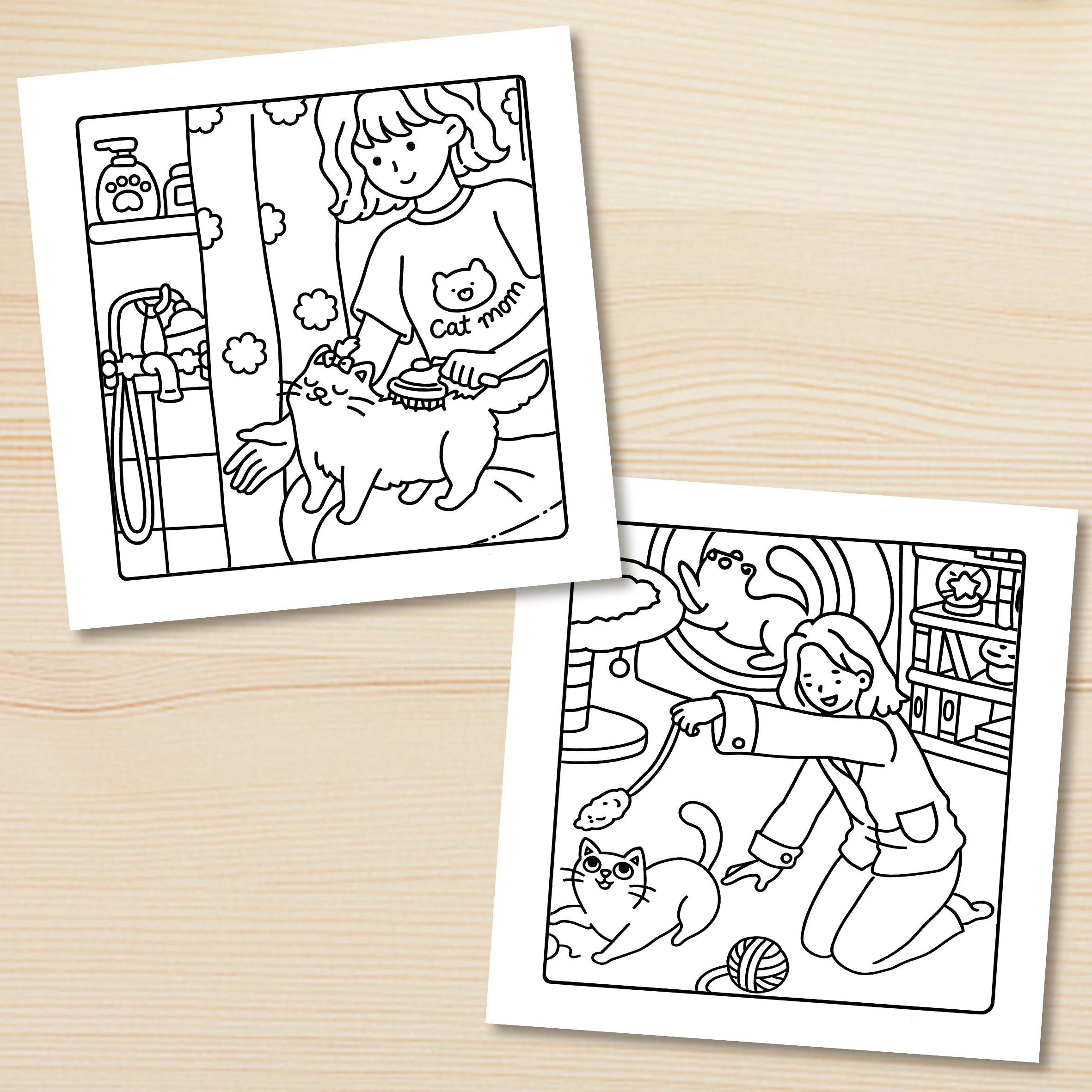 CAT MOM: Coloring Book for Adults Featuring Cute Cozy Daily Activities for Relaxation (Cozy Spaces Coloring)