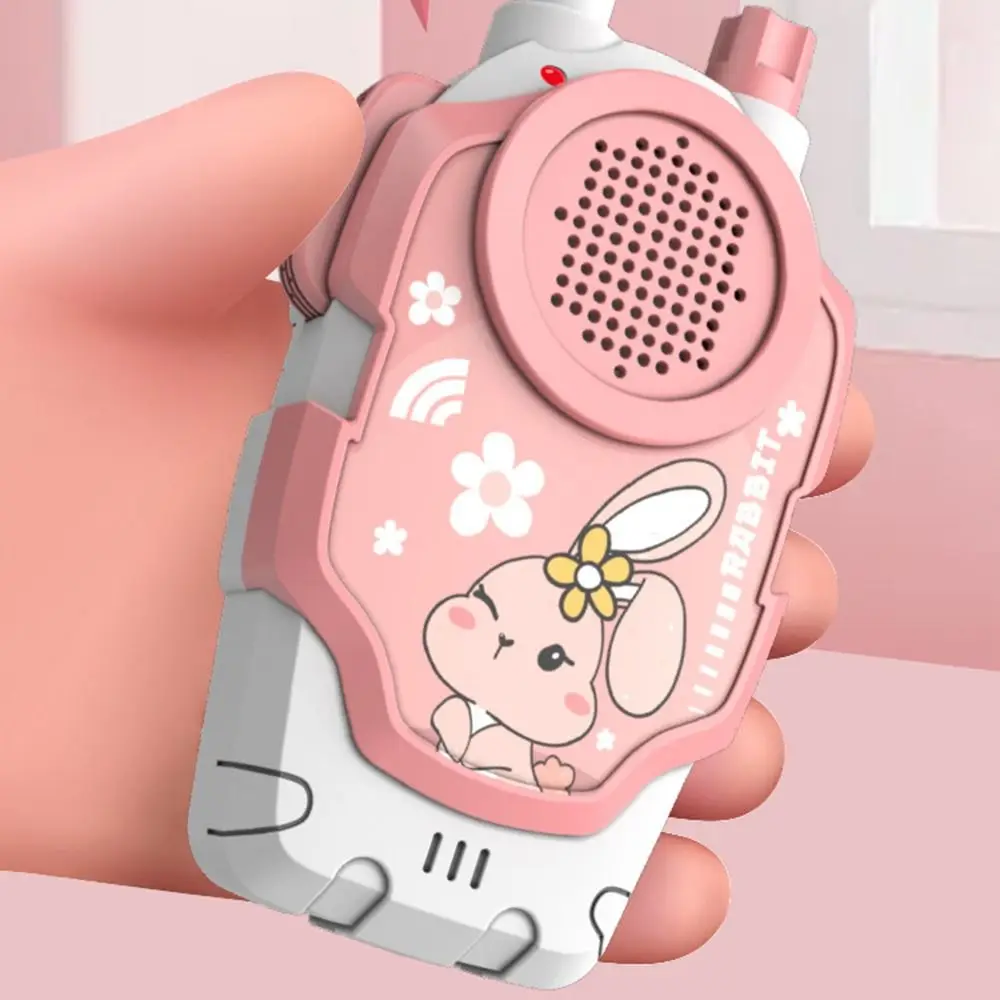 2 pçs sem fio crianças walkie talkie brinquedos interação pai-filho dos desenhos animados mini walkie talkie portátil sem radiação com pendurar corda