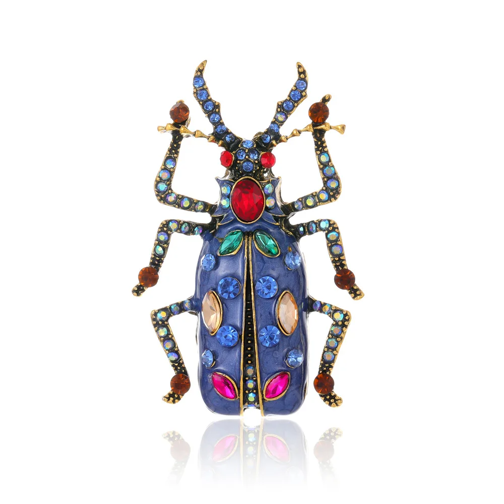 Punk style beetle brooch Glittering crystal insect pins men\'s and women\'s clothing ornaments for gifts for friends