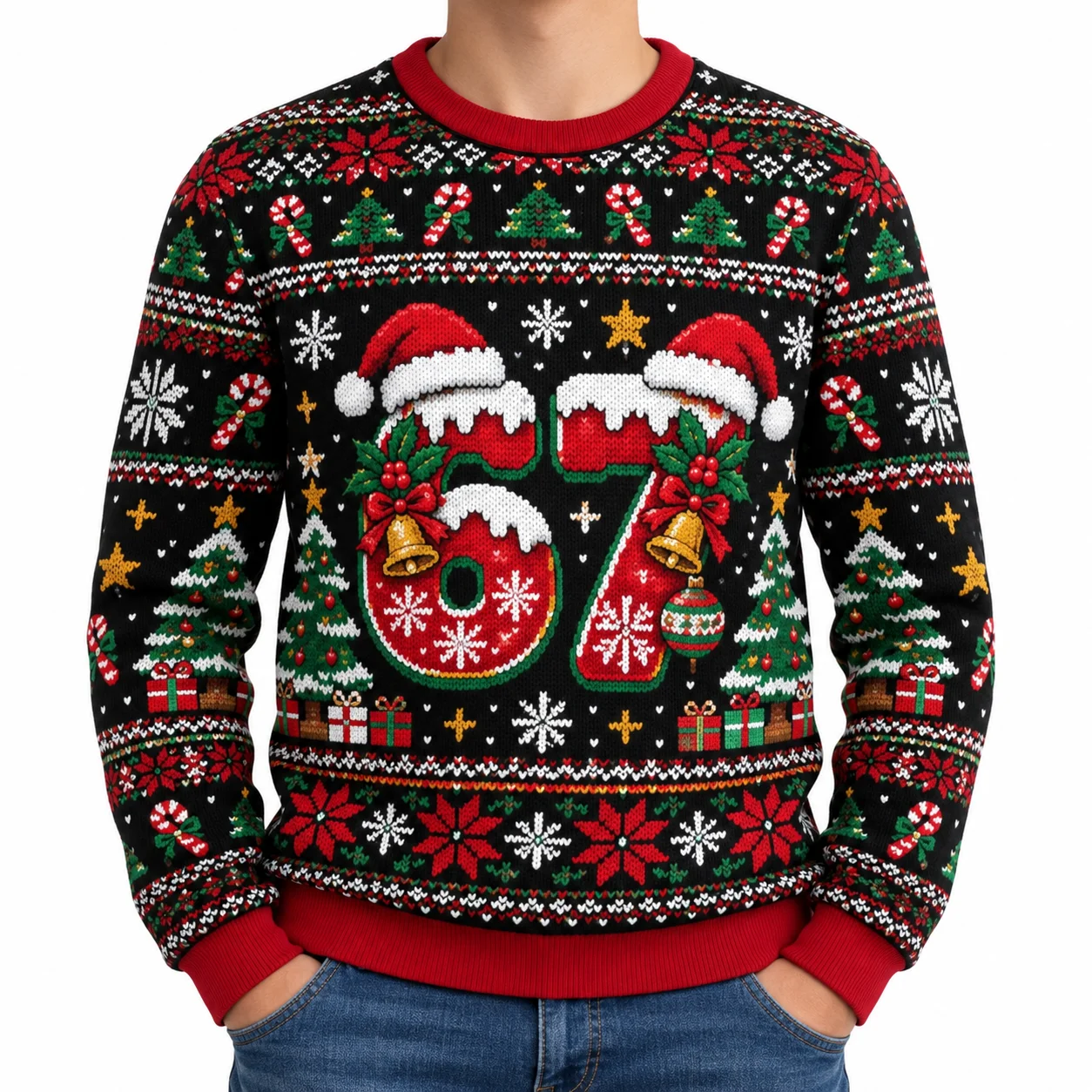 Ugly Christmas Sweater Kids Crewneck Sweatshirt Unisex Adult Youth Winter Holiday Party Funny Santa 67 Graphic Knit Pullover Top