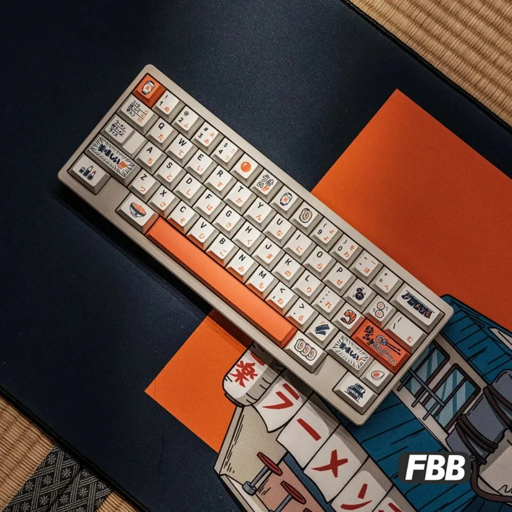 FBB Ramen Theme Keycaps Creative Yile PBT Thermal Sublimation herry Profile Anime Original Factory Height Keyboard Accessories