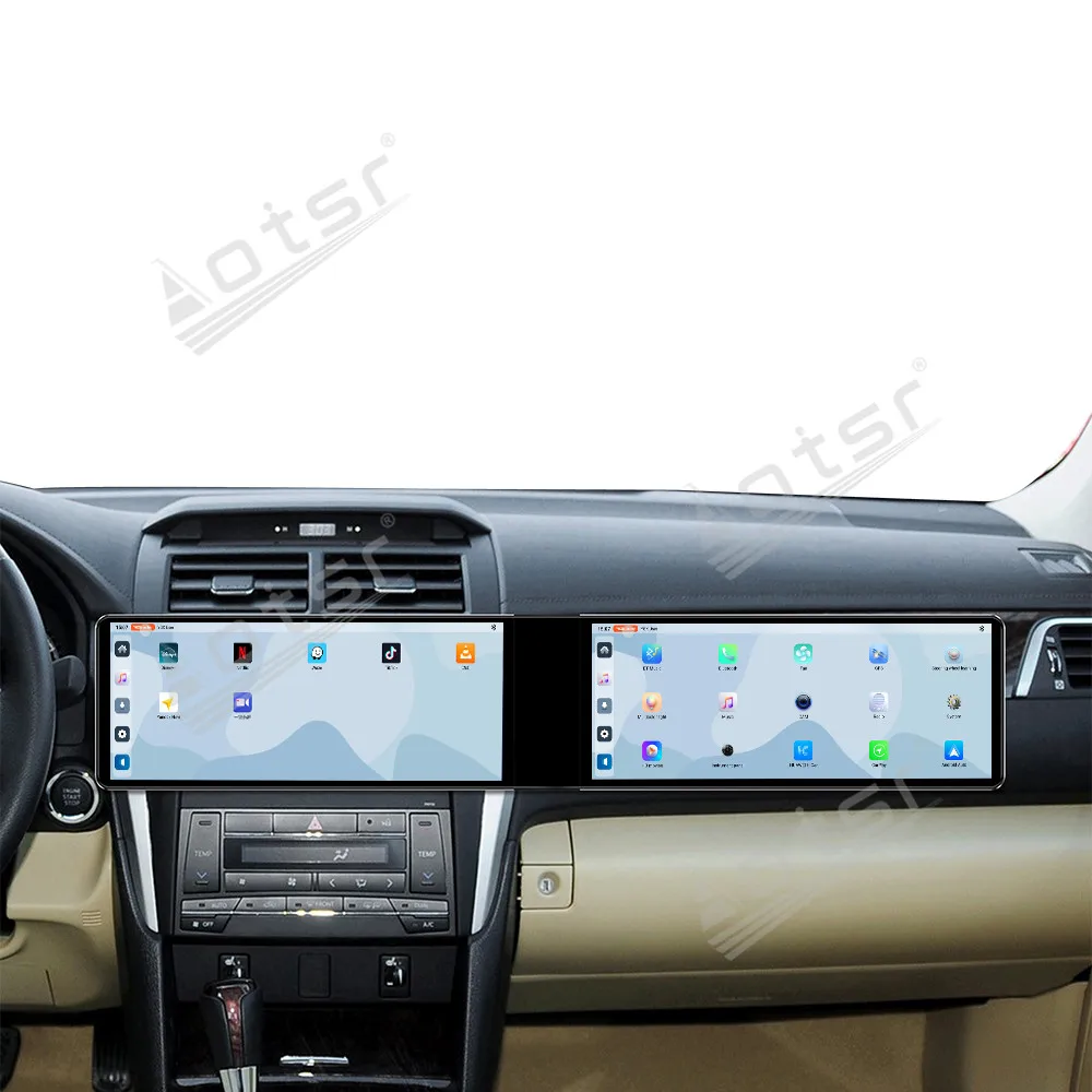 Dual 12.3 Inch In-Dash Touch Screen Car Radio GPS Navigation Stereo For Toyota Camry 2012-2015 Multimedia CarPlay Android13 Auto