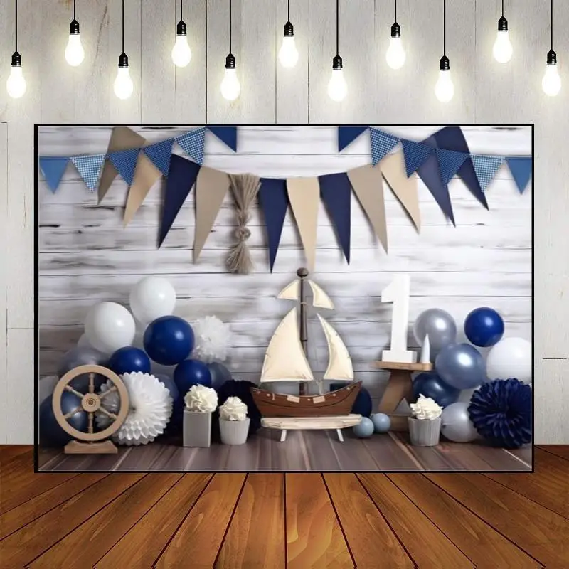 

Nautical Rudder Baby Shower Background Newborn Sailor Custom Birthday Backdrop Beach Photo Party Decoration Banner Adventure