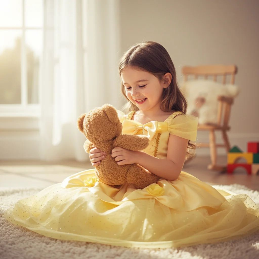 Princess Dress for Girls Soft Tulle Material with Bow Detail Flower Applique Skin-friendly Lining Carnival Birthday Costume
