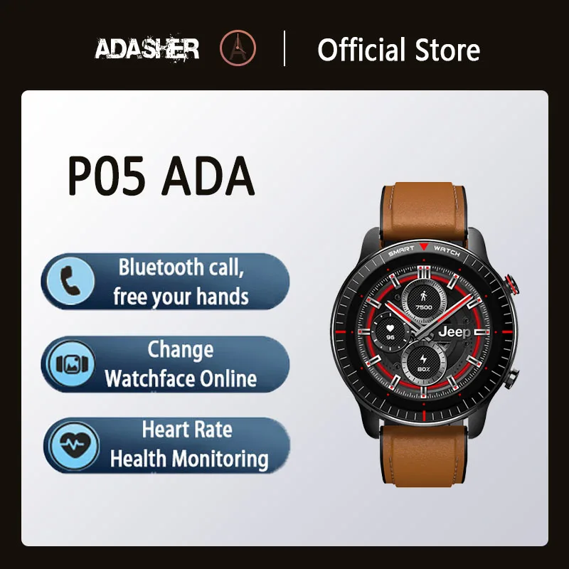 ADASHER SmartWatch Multifunctional Outdoor Sports Men'S Watch Bluetooth Call Music Heart Rate Sleep Test Message Reminder