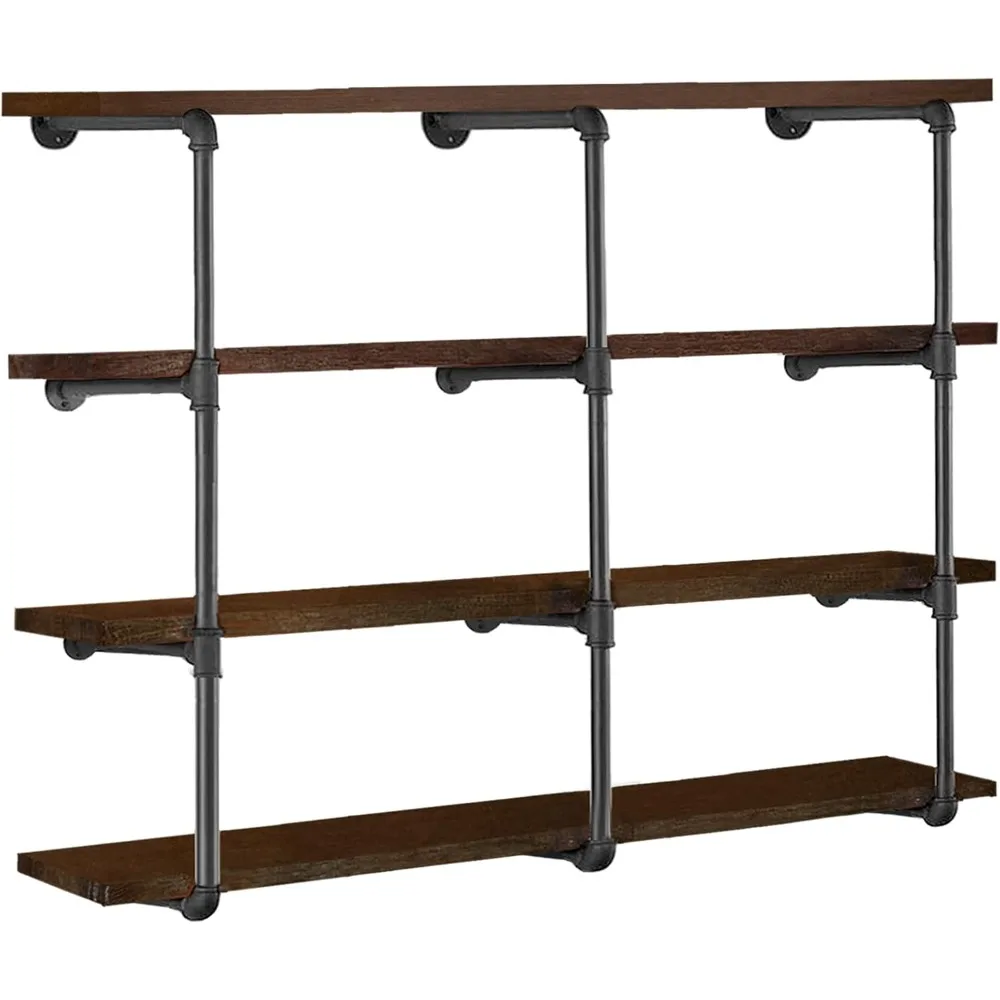 

Industrial Iron Pipe Shelves, 3 Set 4-Tier, 42" Tall, 12" Depth, DIY Open Bookshelf Bookcase, Wall Mounted Vintage Retro