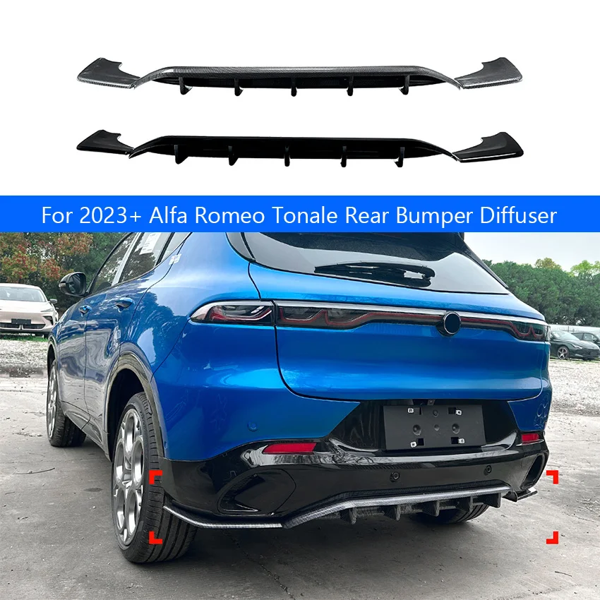 For 2023+ Alfa Romeo Tonale Car Rear Bumper Diffuser Spoiler Wing Black Carbon Body Kit Exterior Tuning Accessories