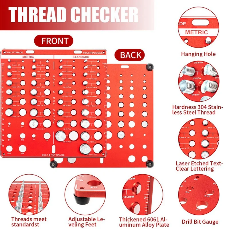 

, 42 Nut and Bolt , Bolt Size and Thread Gauge, Bolt and Nut Identifier Gauge-A09I