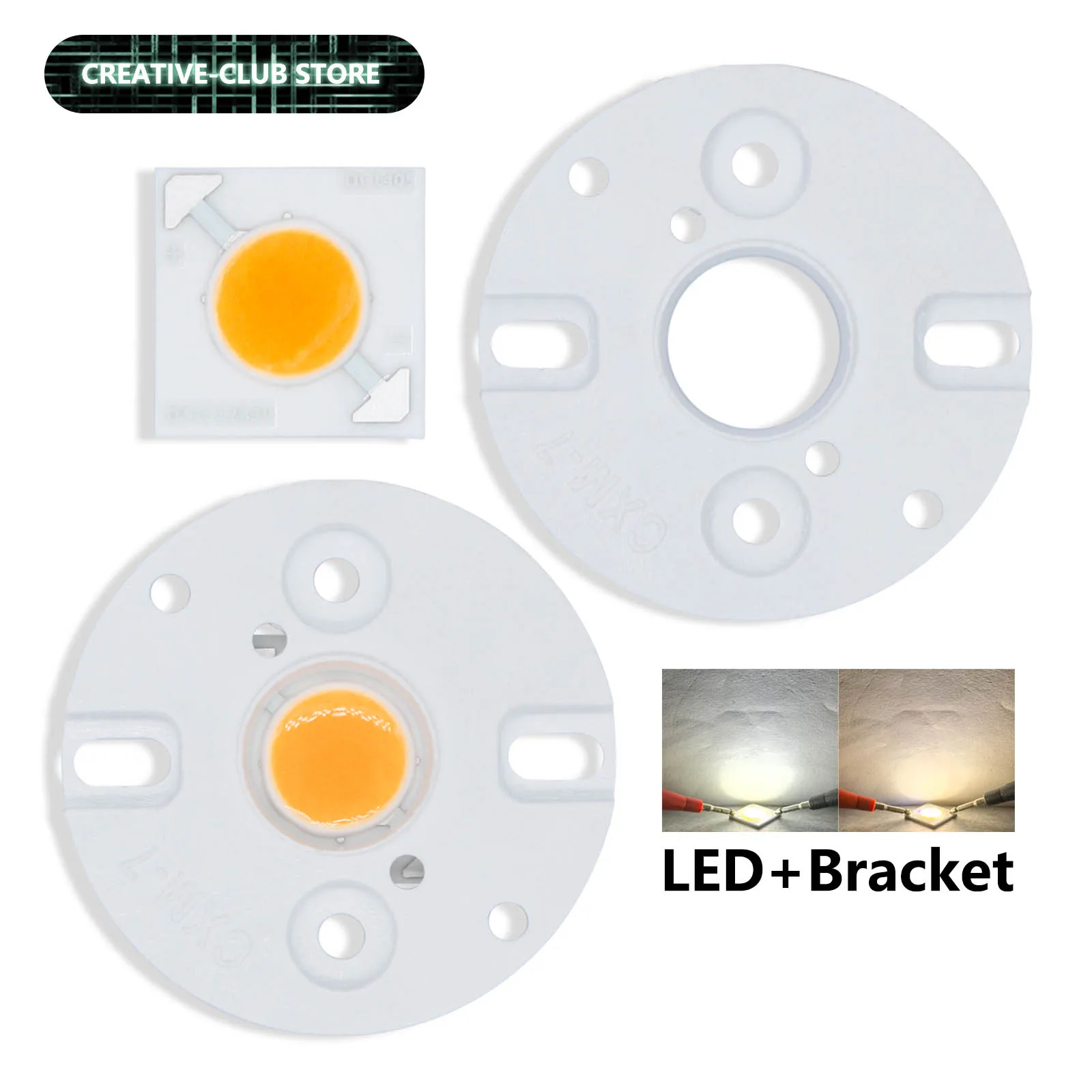 

10pcs 13.5mm*13.5mm Square Ceramics COB LED Chips With Bracket 3W DC3V 1000mA Surface Light Source LED Beads DIY For Flood Light