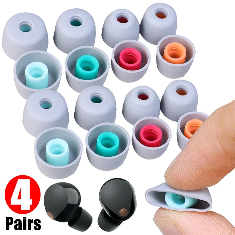 4-1Pairs for Sony WF-1000XM4 WF-1000XM5 Soft Silicone Ear Pads Case in-Ear Covers Earbud Ear Cap Eartips Earphones Accessories