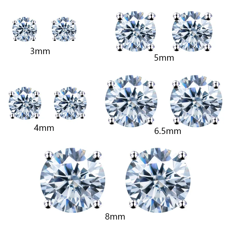 Real 10k Gold 1pcs 3mm & 4mm D Color Moissanite Hiphop Earrings Screwback for Women Certified Moissanite Pass Diamond Tester