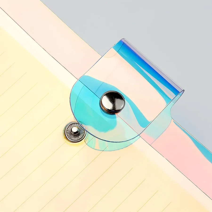 Laser A4 Binder Soft PVC Budget Binde 4Ring Refillable Planner Binder Cover with Sp Button Closure Round Ring Loose Leaf Folder