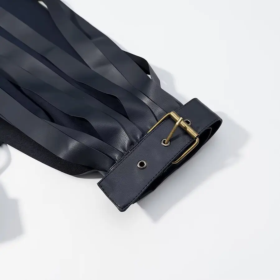 KASLEAD nouveau femmes Faion Simple correspondant gland cuir Jaet manteau rue Sle longue Sve fermeture éclair Polyester Fiber