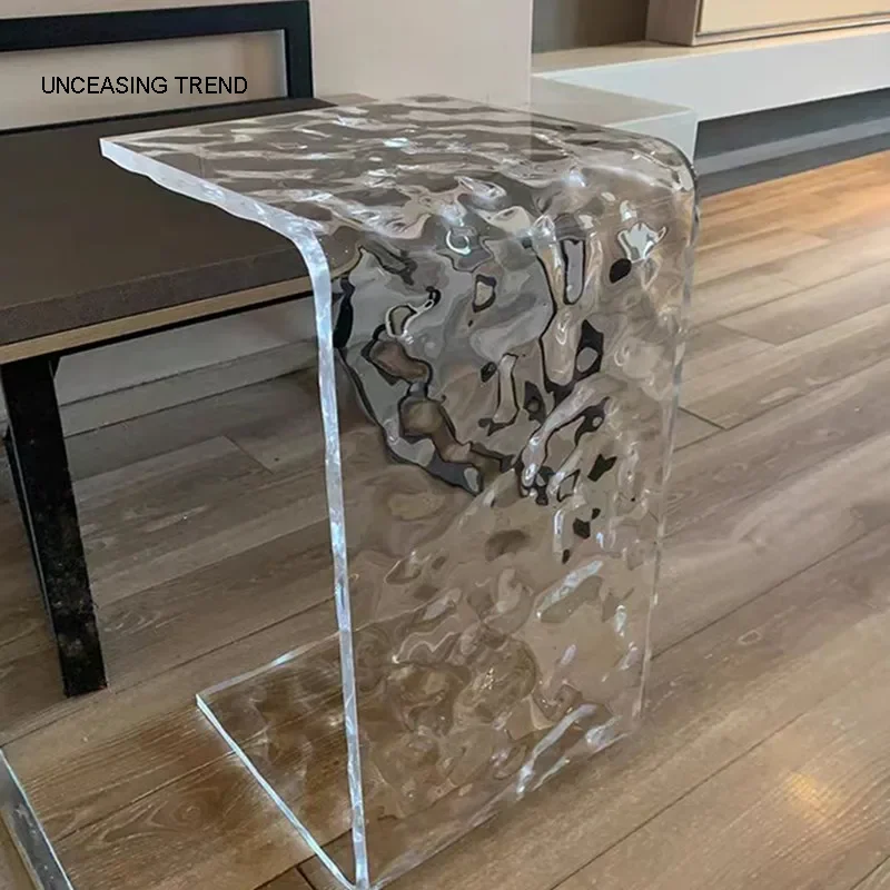 Acrylic Water Ripple Coffee Table Modern Minimalist Sofa Side Table Bay Window Small Coffee Table Transparent Corner Tables