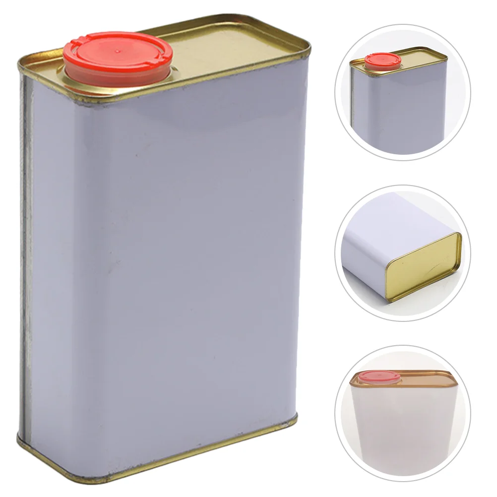 1L Tinplate Paint Bucket Square Metal Can Empty Pail for Storing Paint Lubricating Oil Portable Rectangle Container Sturdy Safe