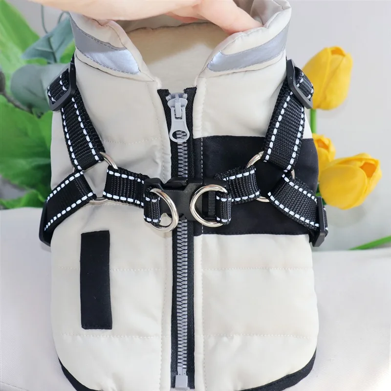 

Dog Clothes Traction Cotton Vest Vest Style Pet Vest Winter Teddy Warm Clothes Bichon Adjustable Coat XS-XL