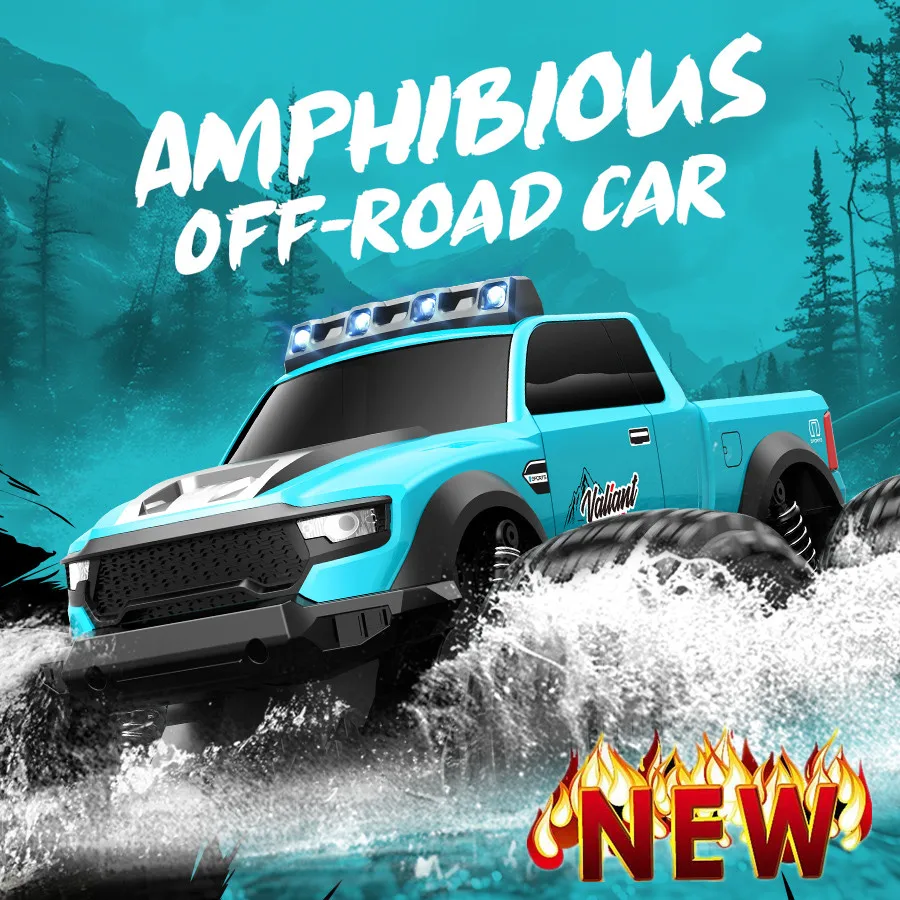 Amphibious RC Car  Four-Wheel Drive Off-Road Climbing Monster Truck  With LED Light 1:16 Remote Control Car Toys