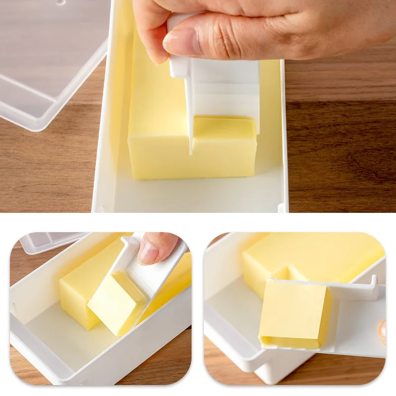 1Pc Butter Dish with Cover Butter Fresh-keeping Box with Cutter Slicer Countertop Butter Box for Home Cheese Storage Box