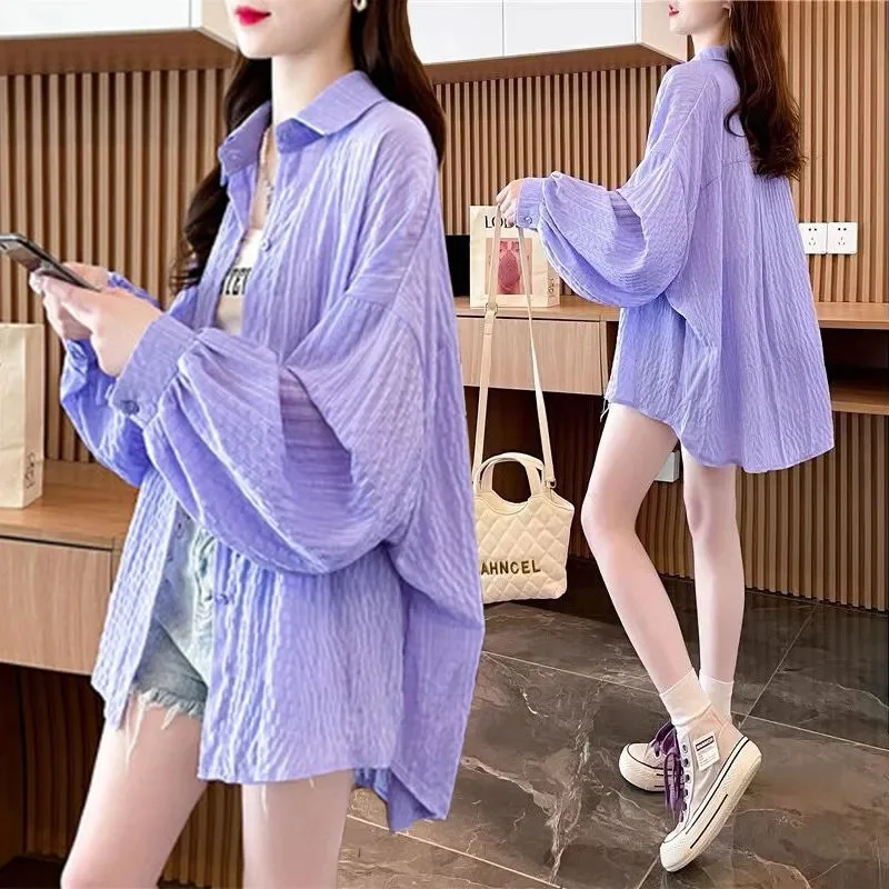 Loose Sun Protection Clothing Coat Lazy Wind Thin Ladies Top Sunscreen Jacket Women 2024 Summer New Shirt Design Feeling Outwear