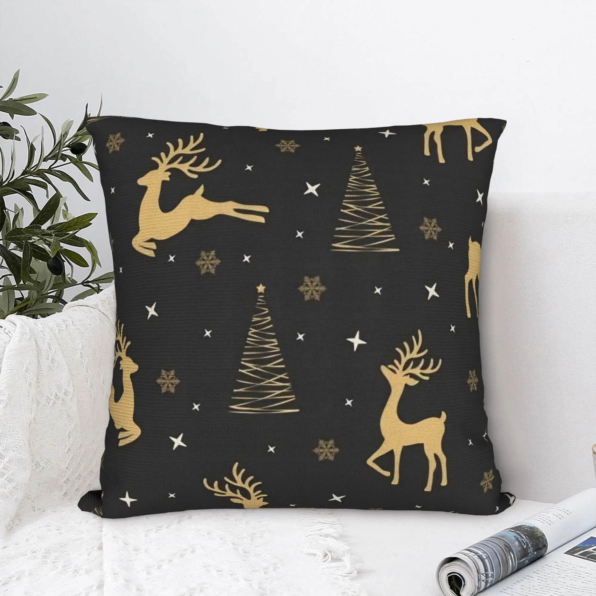 Christmas Xmas Deer Square Pillow Case Winter Holiday Cushion Cover Fashion Zipper Decorative Pillowcover for Home 18