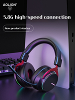 AOLION Wireless Gaming Headset 5.8g Over-Ear Gaming Headset With Low Latency Noise-Canceling Earphones For Ps5 Pc Switch Laptop