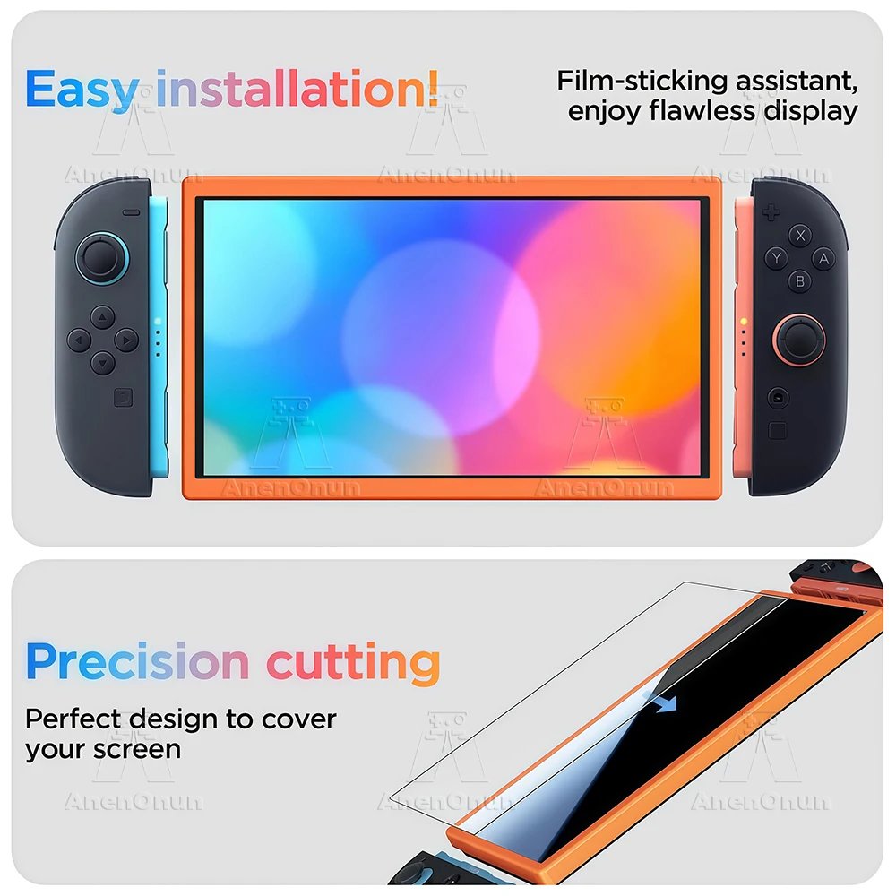 

Tempered Glass Screen Protector for Switch 2 with Alignment Frame Shatterproof Anti-Scratch 2.5D Arc Edge Ultra HD Bubble-Free