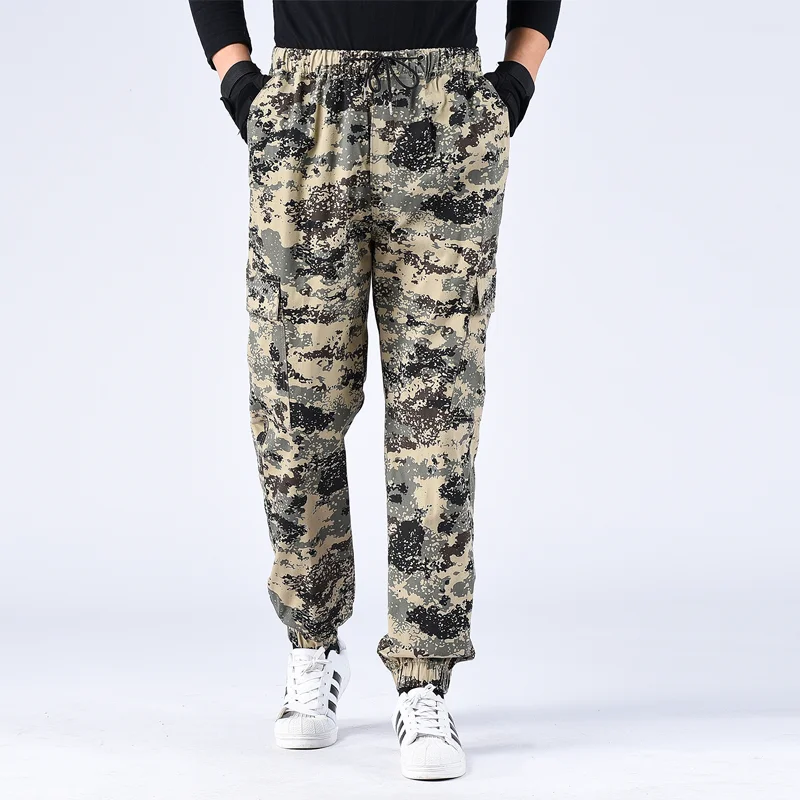 

Camouflage Work Pants Men's High Waist Elastic Loose Multi-ket Outdoor Casual Labor Protection Small Foot Pants