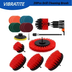 Brush Attachment Drill Set 20Pcs Cleaning Brush Power Scrubber Kit for Bathroom Rims Upholstery Kitchen Cleaning Car Polishing