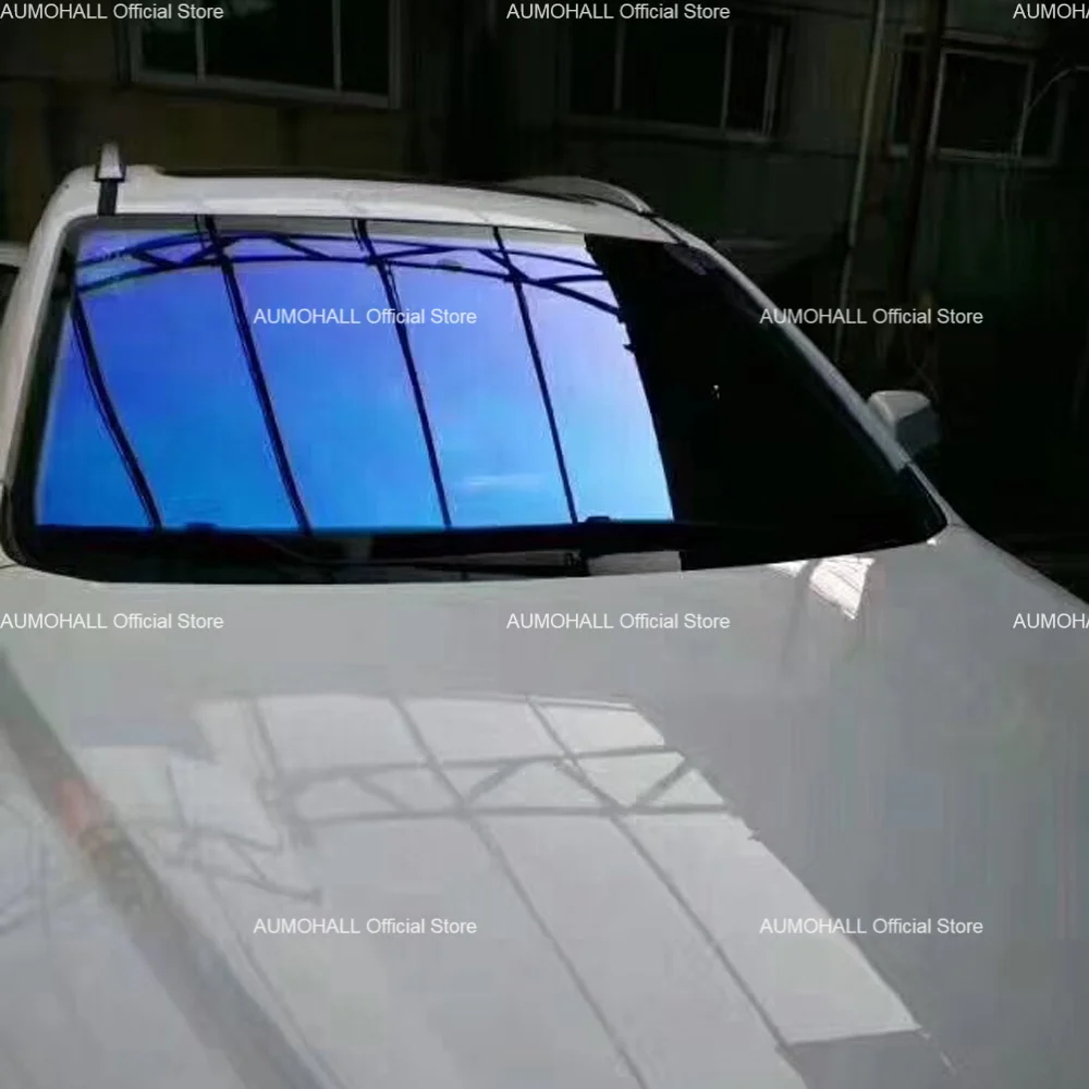 

1.52M x 30M Windshield Solar Film Blue Chameleon, VLT 67% Car Window Tint Shades Protection Foils, Blue Change to Green