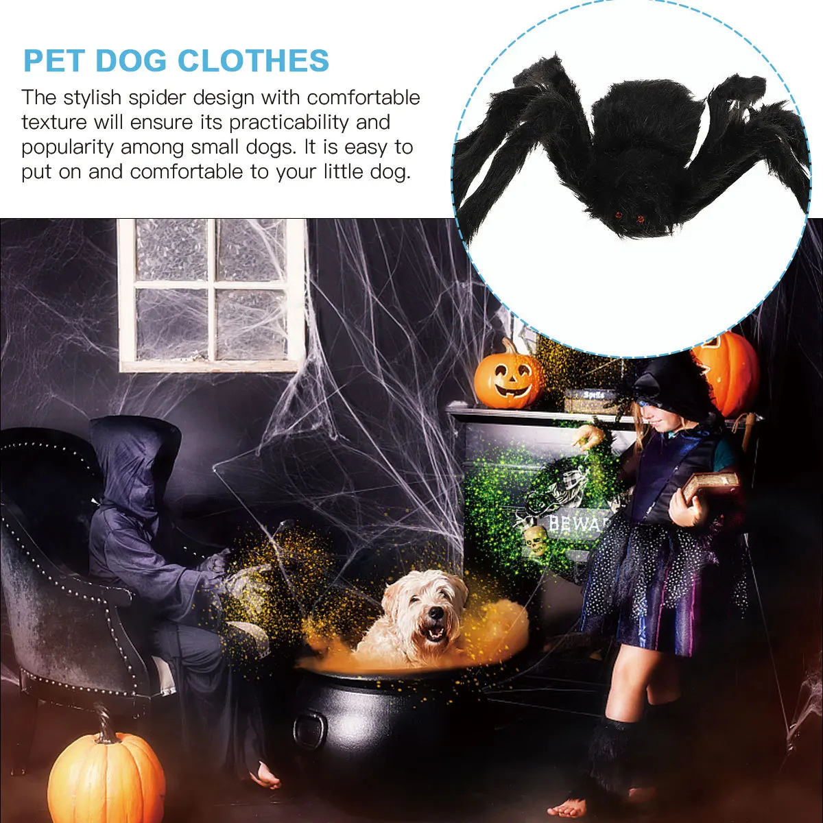 

Halloween Dog Clothing Spider Style Cosplay Costume Soft Comfortable Apparel Halloween Pet Supplies Gift Friends