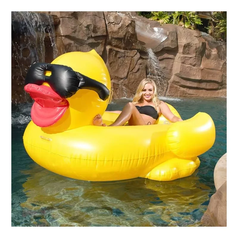 Adult swimming pool float tube water toy pvc inflatable yellow duck swim ring