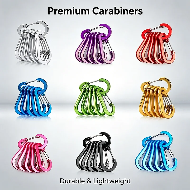 6pcs Small Carabiners Clips Tactical Carabiners Outdoor Camping Multi Tool Mountaineering Buckle Steel HWXGJ02
