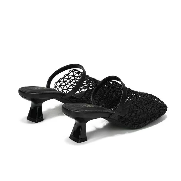 Elevated Roman Style Woven Mesh Open Toe High Heel Sandals Versatile Summer New Arrival Flat Slip-On Shoes for Women