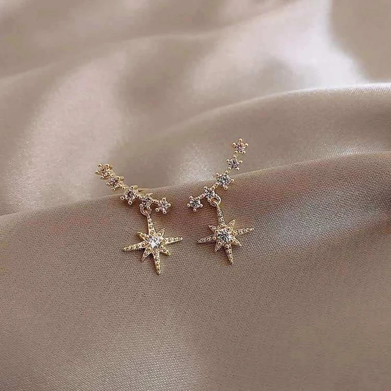 Fashion Girl Earrings Stud Six Pointed Star Temperament Stud Earrings Women Korean Classic Style Small Earrings Fashion