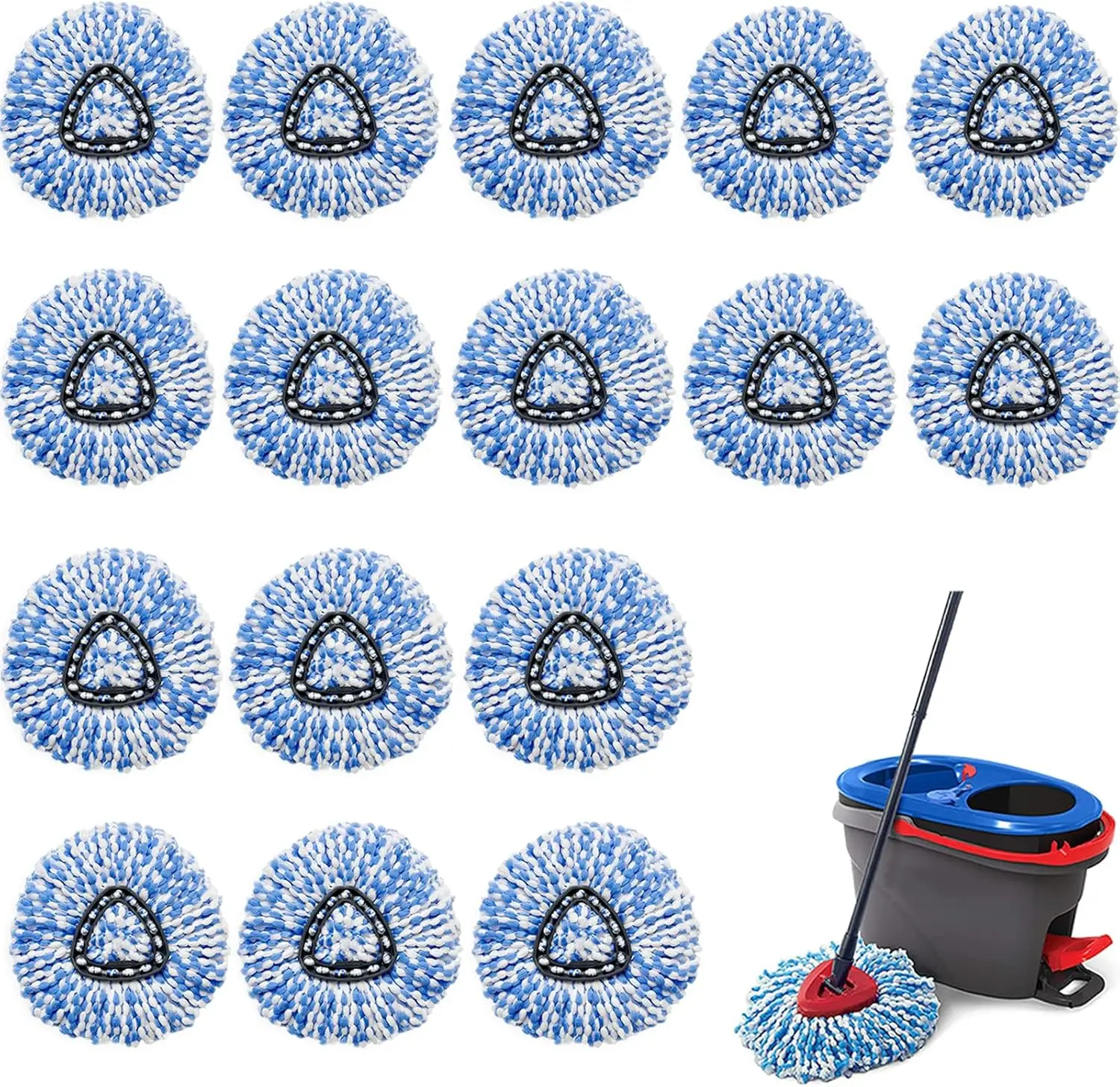 

16-Pack Microfiber Spin Mop Refills, 360° Rotation for Easy Floor Cleaning, Machine Washable & Reusable