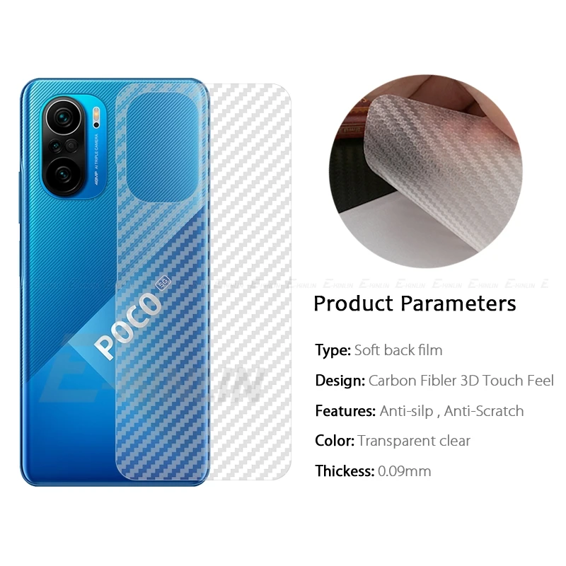 5pcs 3D Carbon Fiber Back Cover Screen Protector Film For XiaoMi POCO X5 M6 M5 M5s M4 X4 X3 NFC M3 M2 F5 F4 F3 GT F2 Pro X2 F1