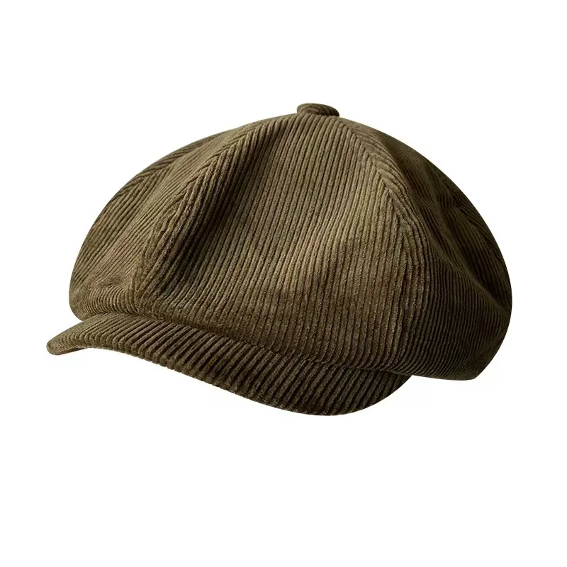 Plus Size 62cm Corduroy Octagonal Caps Men's Trendy Brand British Newsboy Cap Men's and Women's Vintage All-match Artist Berets