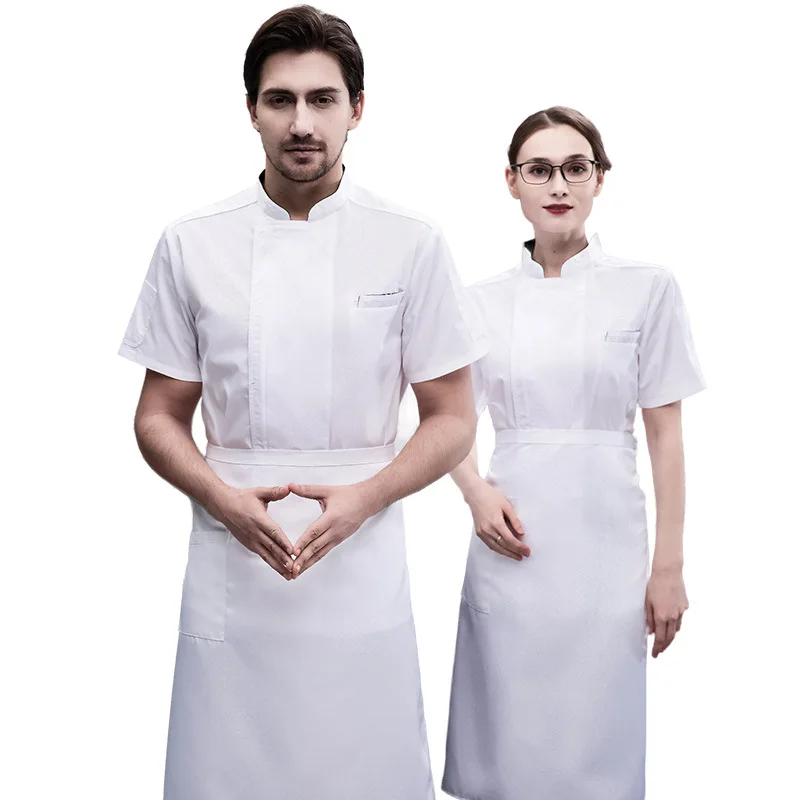 Chef Overalls ผู้ชายเสื้อผ้าสั้นแขนครึ่งโรงแรมรับประทานอาหาร Canteen Plus ขนาดห้องครัวเสื้อผ้าฤดูร้อนเสื้อผ้า