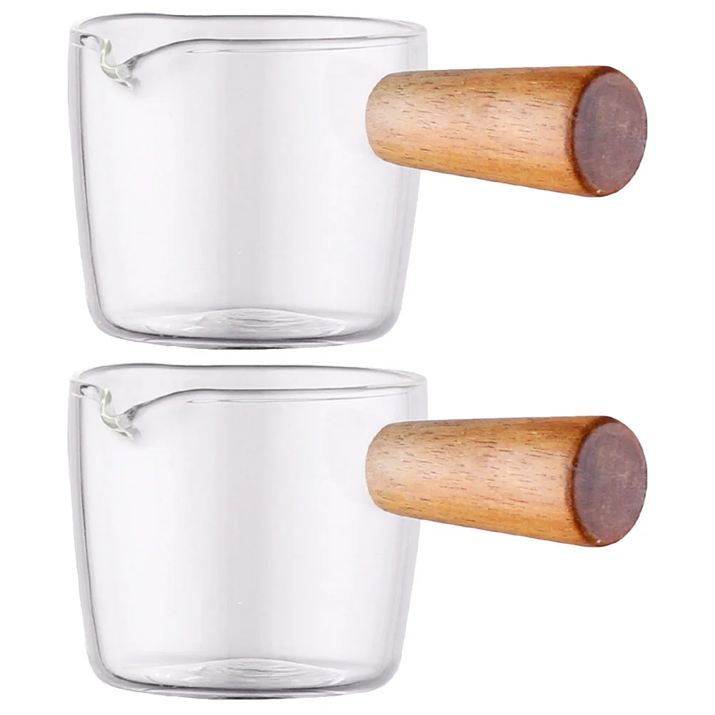 

2 Pcs Mini Milk Cup Creamer Pitcher Espresso Shot Glass Measuring Glasses Clear with Measurements Cups Handle